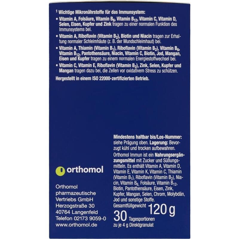 ORTHOMOL Immun Direktgranulat Himbeer/Menthol