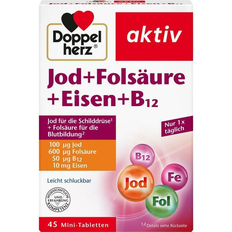 DOPPELHERZ Jod+Folsäure+Eisen+B12 Tabletten